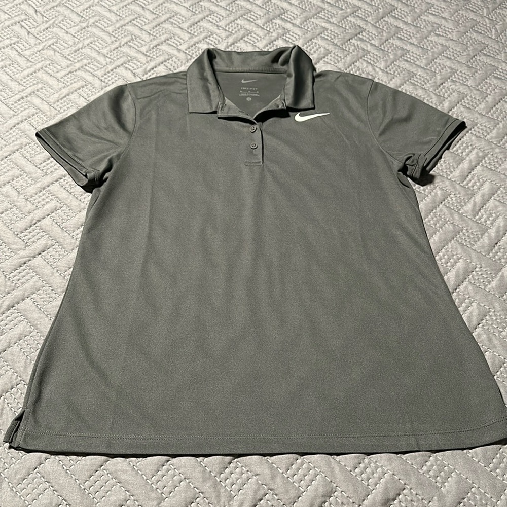 Nike Ladies Gray Polo Shirt, EUC, Size Medium